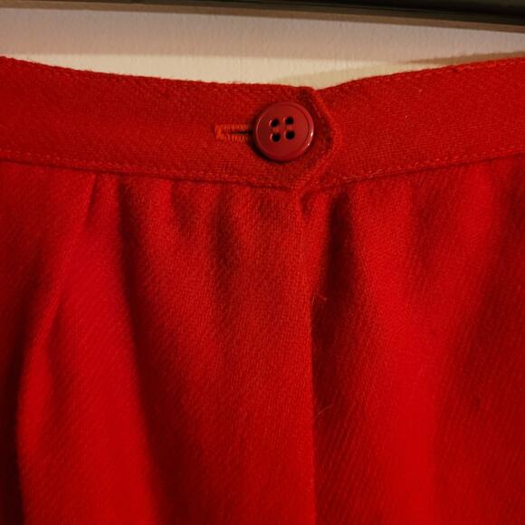 Vintage 1960s 1970s Women’s Red Wool Midi Maxi Skirt High Waist Modest Lined - Picture 2 of 10